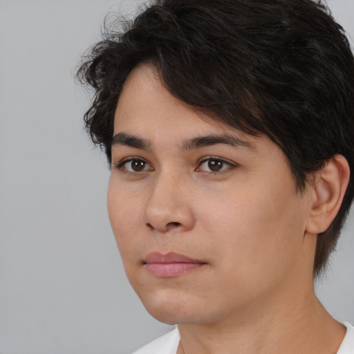 Neutral white young-adult male with medium  brown hair and brown eyes