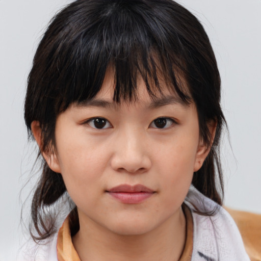 Neutral white child female with medium  brown hair and brown eyes