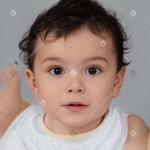 Neutral white child male with short  brown hair and brown eyes