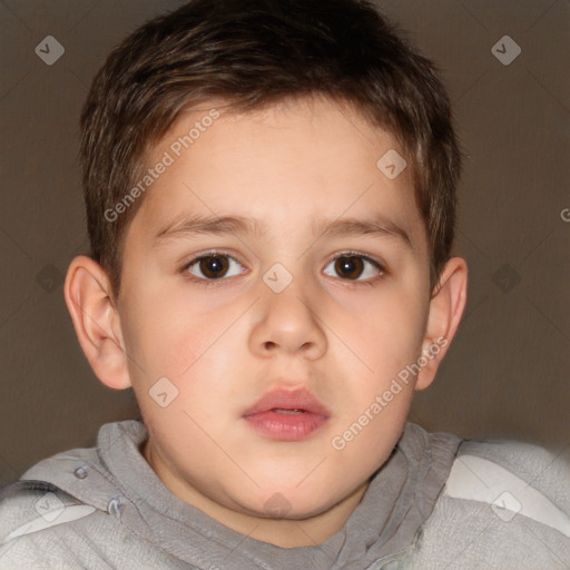 Neutral white child male with short  brown hair and brown eyes