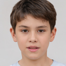 Neutral white child male with short  brown hair and brown eyes