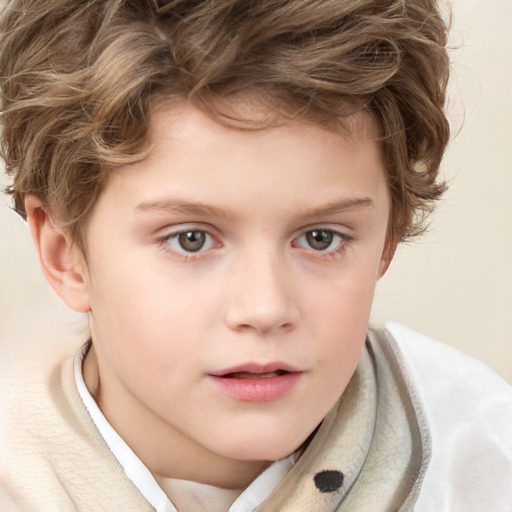 Neutral white child male with short  brown hair and brown eyes