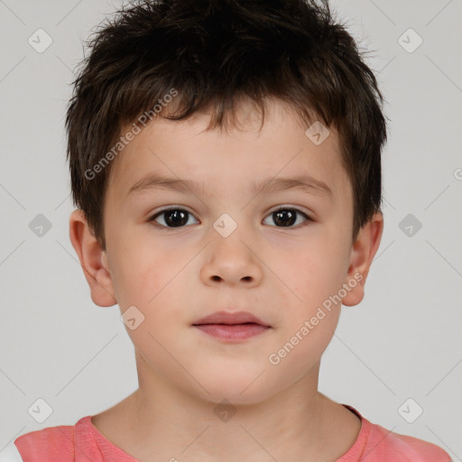 Neutral white child male with short  brown hair and brown eyes