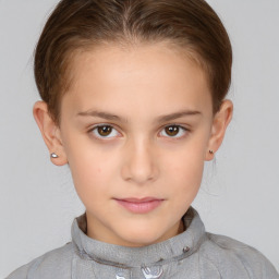 Neutral white child female with short  brown hair and brown eyes