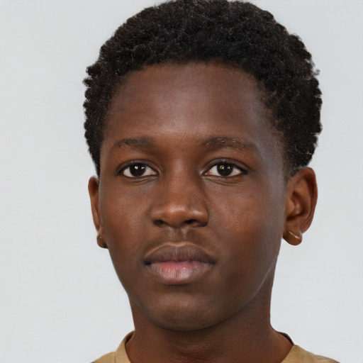 Neutral black young-adult male with short  brown hair and brown eyes