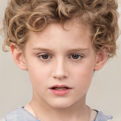 Neutral white child male with short  brown hair and grey eyes