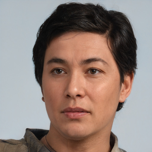 Neutral white adult male with short  brown hair and brown eyes