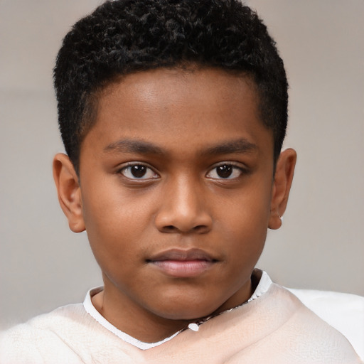 Neutral black child male with short  brown hair and brown eyes