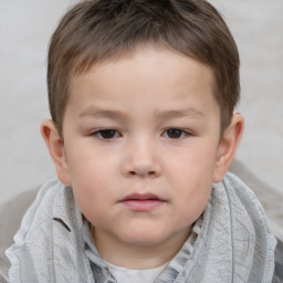 Neutral white child male with short  brown hair and brown eyes