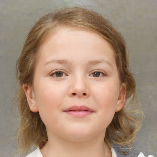 Neutral white child female with medium  brown hair and brown eyes