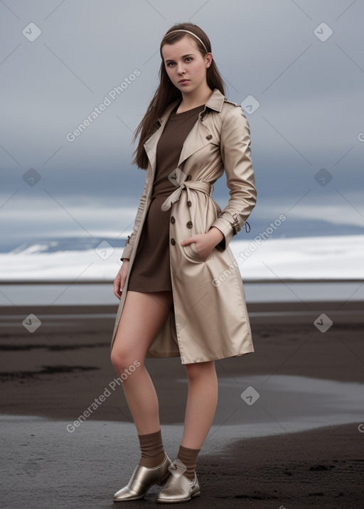 Icelandic young adult female with  brown hair