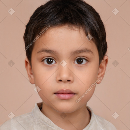 Neutral white child male with short  brown hair and brown eyes