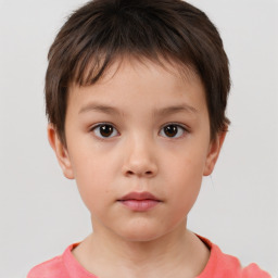 Neutral white child female with short  brown hair and brown eyes