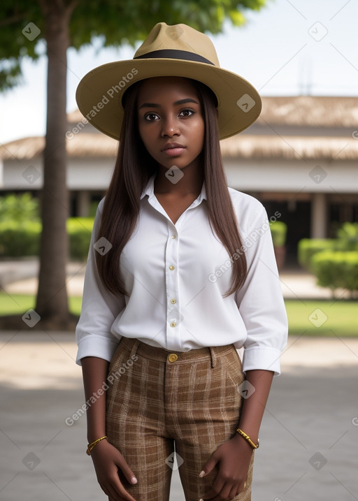 Tanzanian young adult female with  brown hair