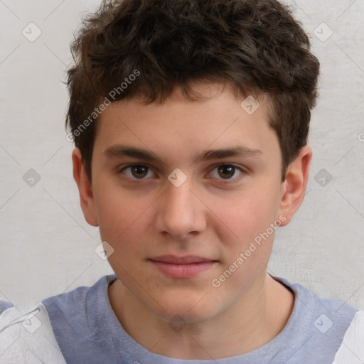 Neutral white child male with short  brown hair and brown eyes