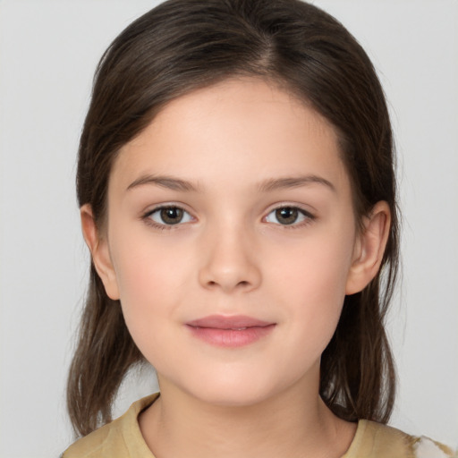 Neutral white child female with medium  brown hair and brown eyes