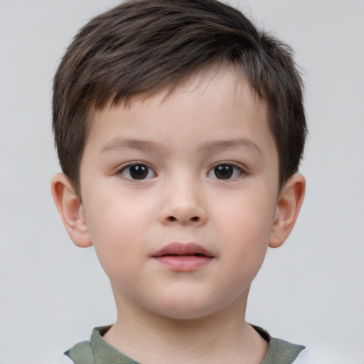 Neutral white child male with short  brown hair and brown eyes