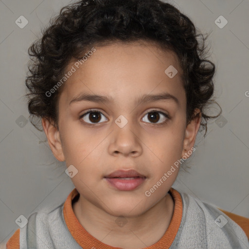 Neutral white child female with short  brown hair and brown eyes