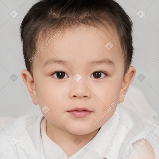 Neutral white child female with short  brown hair and brown eyes