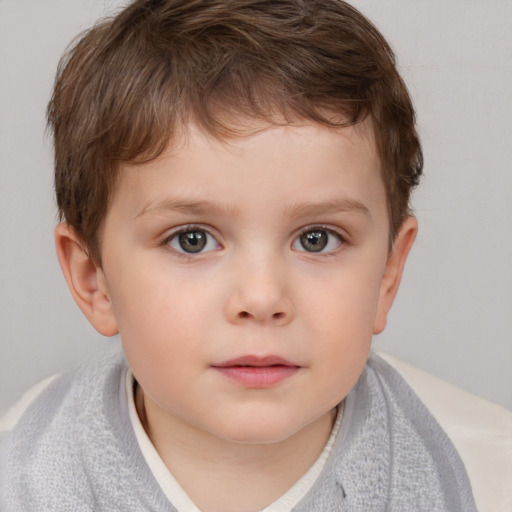 Neutral white child male with short  brown hair and brown eyes