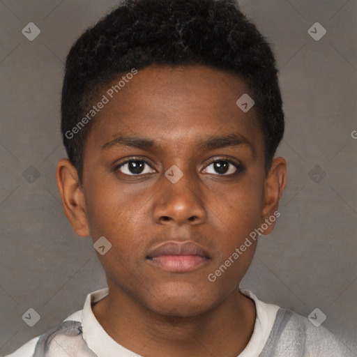 Neutral black young-adult male with short  brown hair and brown eyes