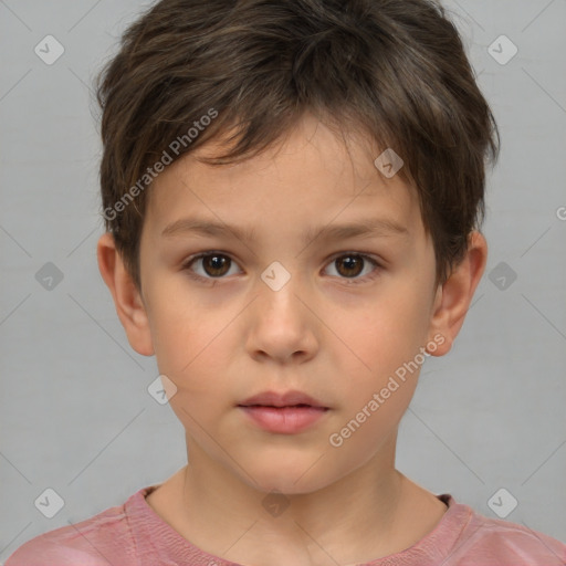 Neutral white child male with short  brown hair and brown eyes