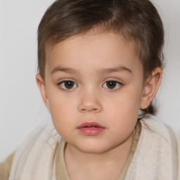 Neutral white child female with short  brown hair and brown eyes