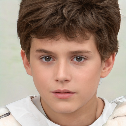 Neutral white child male with short  brown hair and brown eyes