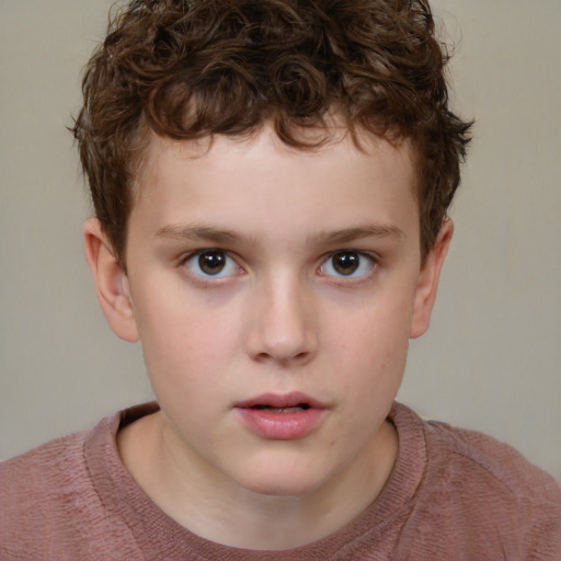 Neutral white child male with short  brown hair and brown eyes