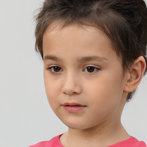 Neutral white child female with short  brown hair and brown eyes