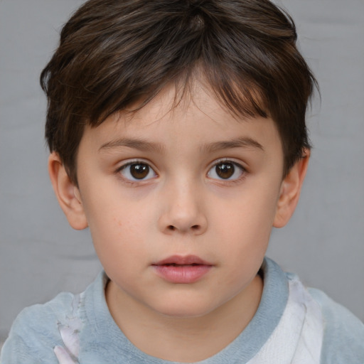 Neutral white child female with short  brown hair and brown eyes
