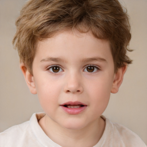 Neutral white child male with short  brown hair and brown eyes