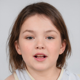 Neutral white child female with medium  brown hair and brown eyes