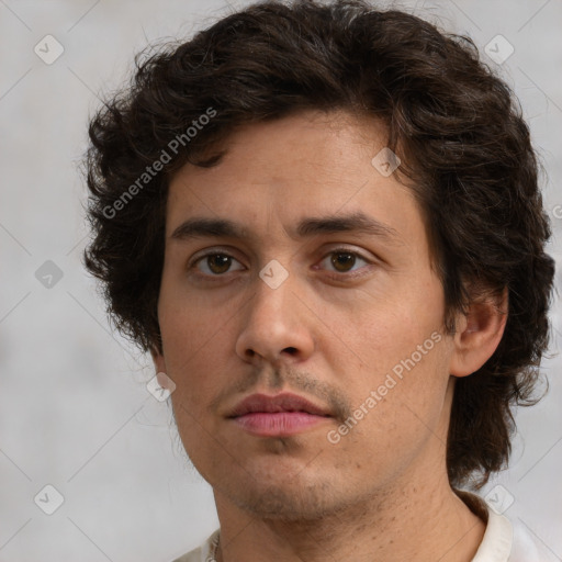 Neutral white adult male with short  brown hair and brown eyes