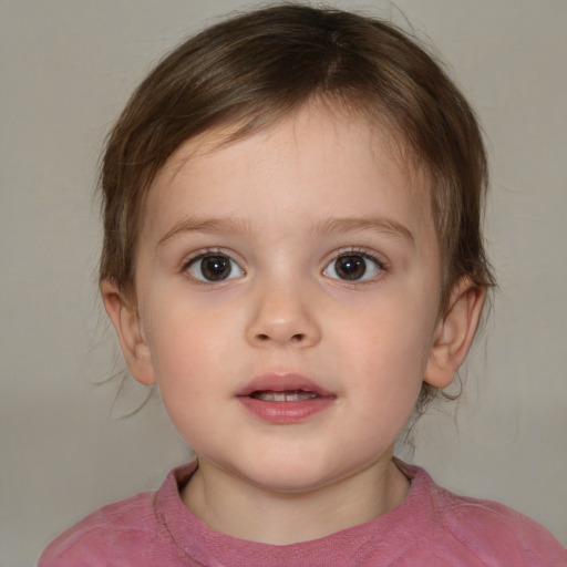 Neutral white child female with medium  brown hair and brown eyes