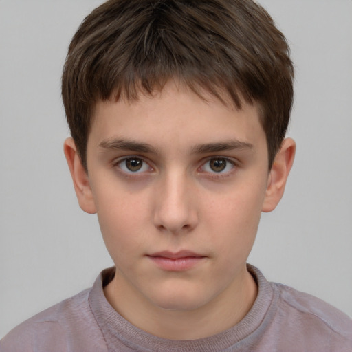 Neutral white child male with short  brown hair and brown eyes