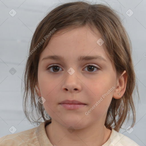 Neutral white child female with medium  brown hair and brown eyes