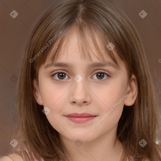 Neutral white child female with medium  brown hair and brown eyes