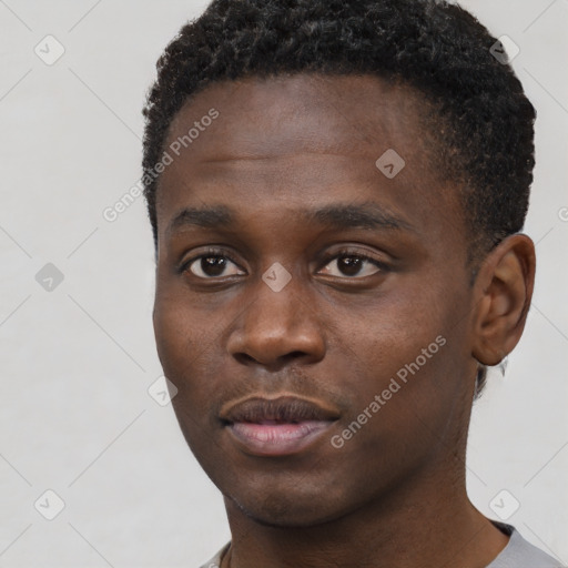 Neutral black young-adult male with short  brown hair and brown eyes