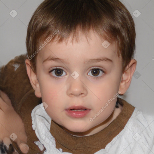 Neutral white child male with medium  brown hair and brown eyes