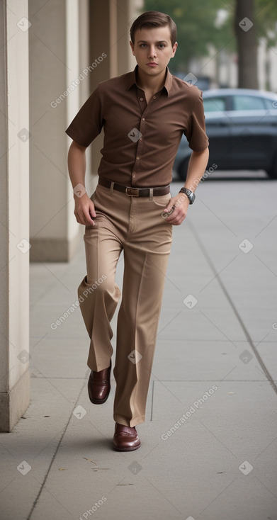 Romanian adult boy with  brown hair