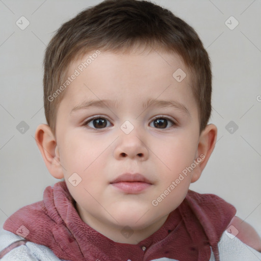 Neutral white child male with short  brown hair and brown eyes