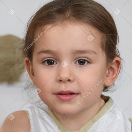 Neutral white child female with medium  brown hair and brown eyes