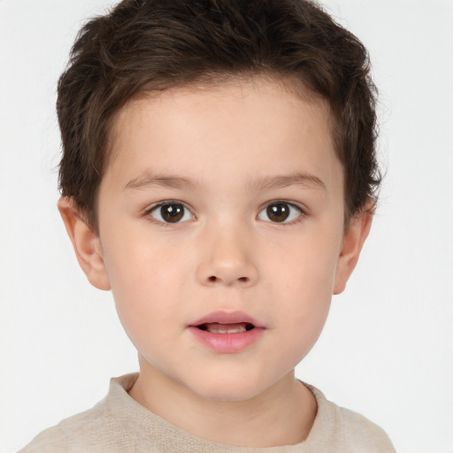 Neutral white child male with short  brown hair and brown eyes