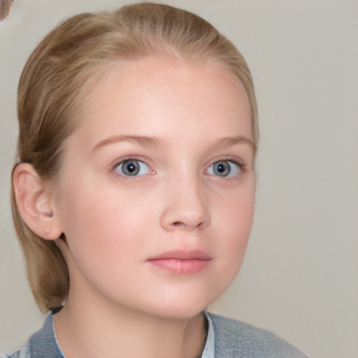 Neutral white child female with short  brown hair and blue eyes