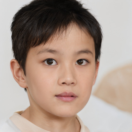 Neutral white child male with short  brown hair and brown eyes