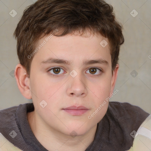 Neutral white child male with short  brown hair and brown eyes