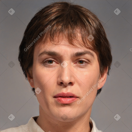 Neutral white adult male with short  brown hair and brown eyes