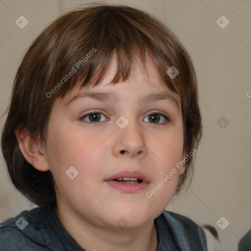 Neutral white child female with medium  brown hair and brown eyes