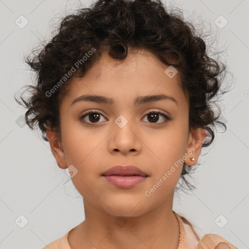 Neutral white child female with medium  brown hair and brown eyes